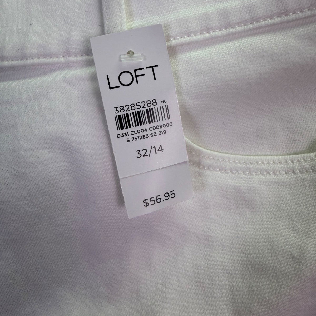 Loft Womens White Cotton Blend Frayed Hem Denim Shorts Casual Summer Size 32/14