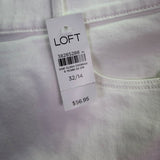Loft Womens White Cotton Blend Frayed Hem Denim Shorts Casual Summer Size 32/14