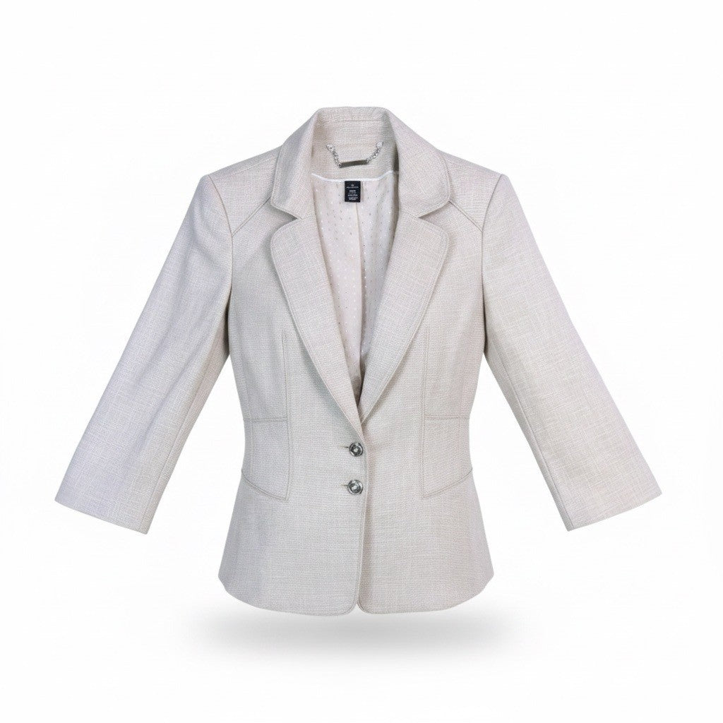 White House Black Market Womens Beige Linen Blend Blazer Jacket Size 10
