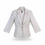 White House Black Market Womens Beige Linen Blend Blazer Jacket Size 10