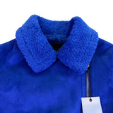 Bershka Womens Blue Faux Shearling Biker Jacket With Zipper Pockets Size S