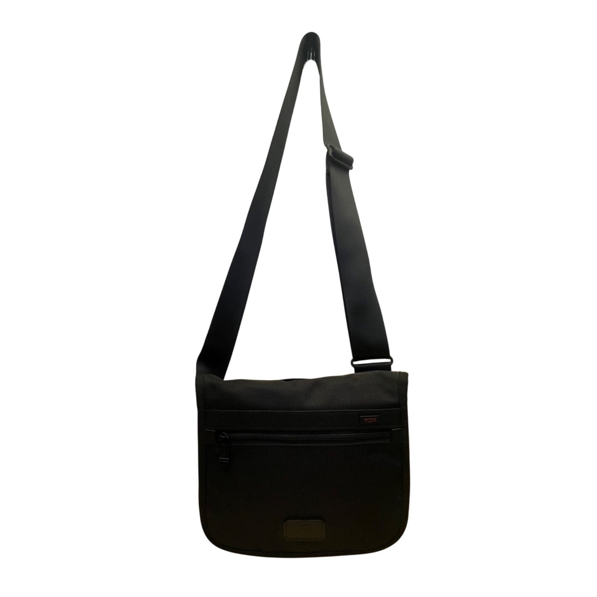 Tumi Mens Black Nylon Adjustable Strap With Zippered Pockets Messenger Bag