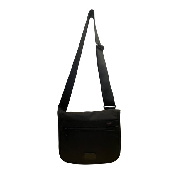 Tumi Mens Black Nylon Adjustable Strap With Zippered Pockets Messenger Bag