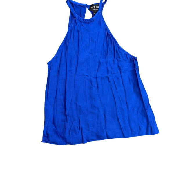 J.Crew Womens Blue Satin Jumpsuit With Halter Neck & Wide-Leg Pants Size S