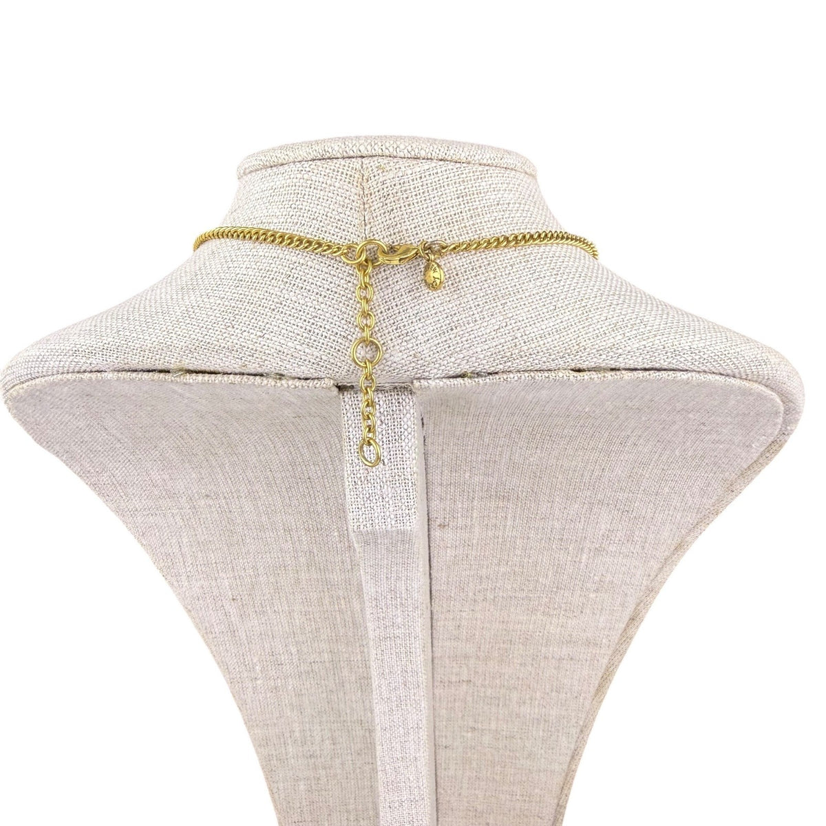 J. Crew Multi-Crystal Statement Necklace Gold Tone Links Brown Lucite Accents