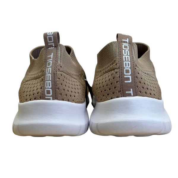 Tiosebon Women’s Beige Knit Breathable Slip-On Walking Sneakers Size US6/37EU