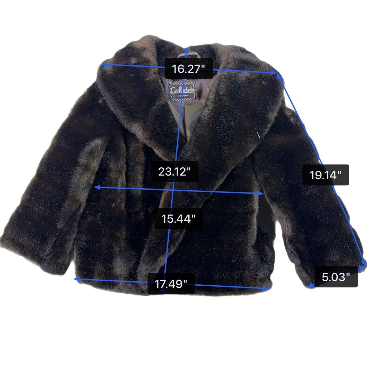 Garfinckels Womens Brown Faux Fur Coat Washington Elegant Warm Vintage Jacket