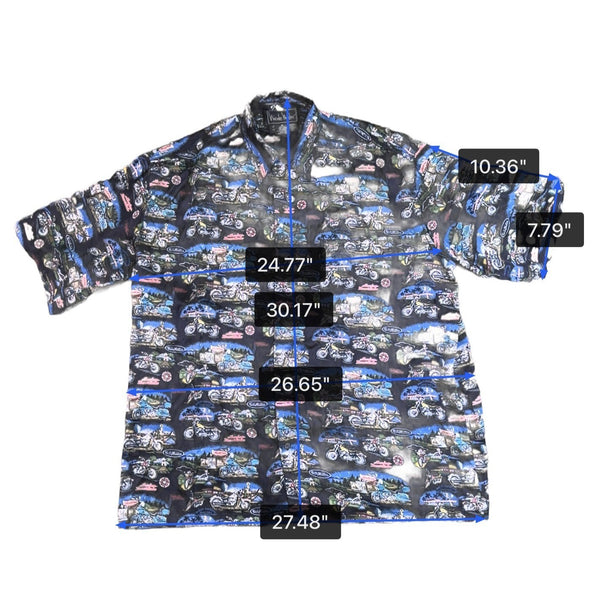 Nicole Miller Mens Black Harley Davidson Print Short Sleeve Shirt Size XL