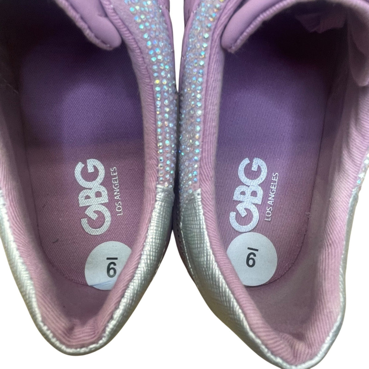 GBG Los Angeles Women’s Pink Rhinestone Quilted Low-Top Sneakers Size 9M