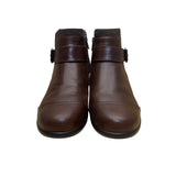 Orthofeet Women’s Brown Leather Buckle Detail Heeled Ankle Boots Size 11M