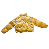 Fabletics Women Gold Velvet Puffer Jacket Zip-Up Winter Outerwear Size XXL