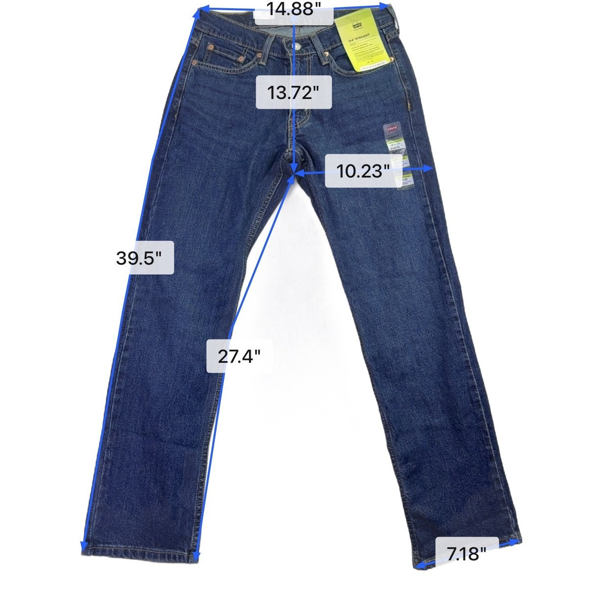 Levis Mens Dark Indigo Denim Stretch Straight Jeans 514 Flex Eco Size 29x30
