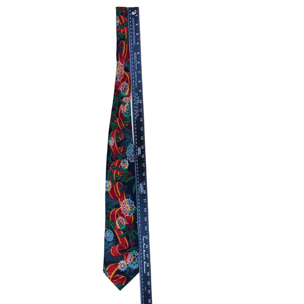 Rush Limbaugh No Boundaries Silk Blue & Red Patterned Necktie 59" Holiday Snow