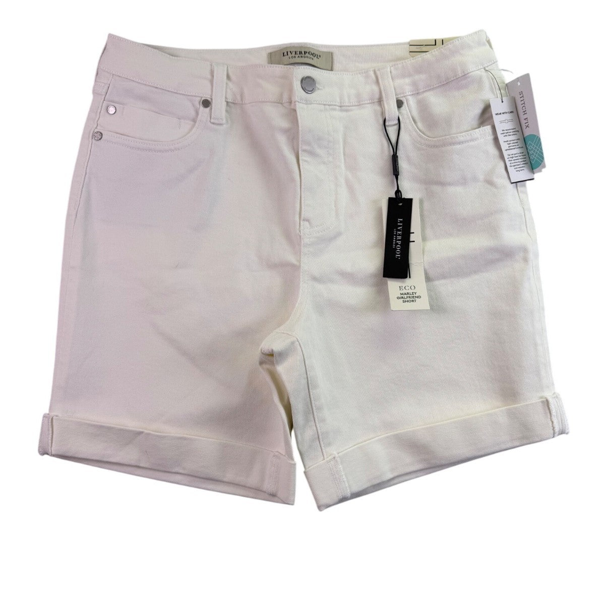 Liverpool Womens White Denim Shorts Casual Stylish Folded Hem Size 12/31