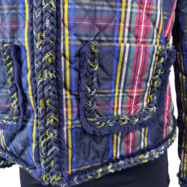J.Crew Womens Multicolor Quilted Plaid Jacket Stylish & Lightweight Size 6