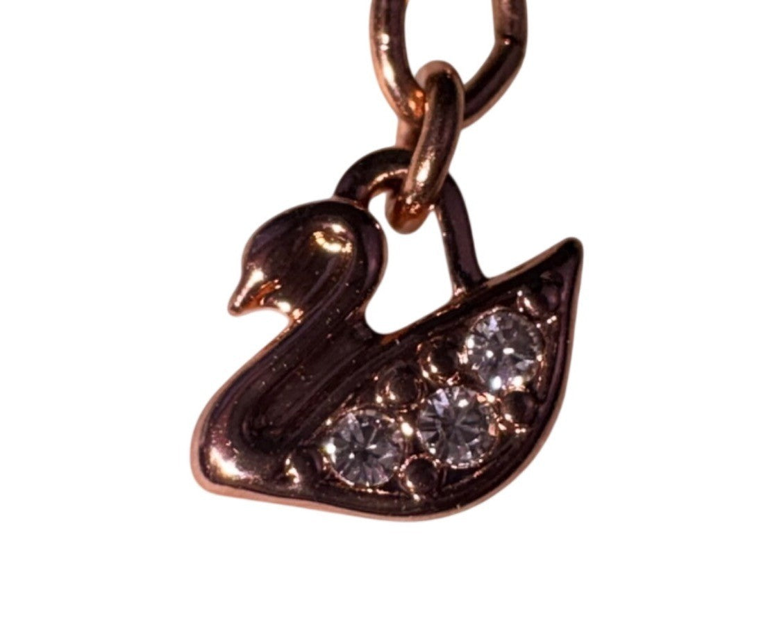 Swarovski Womens Rose Gold Tone Crystal Intertwined Heart Necklace Elegant Chain