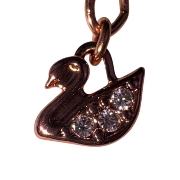 Swarovski Womens Rose Gold Tone Crystal Intertwined Heart Necklace Elegant Chain