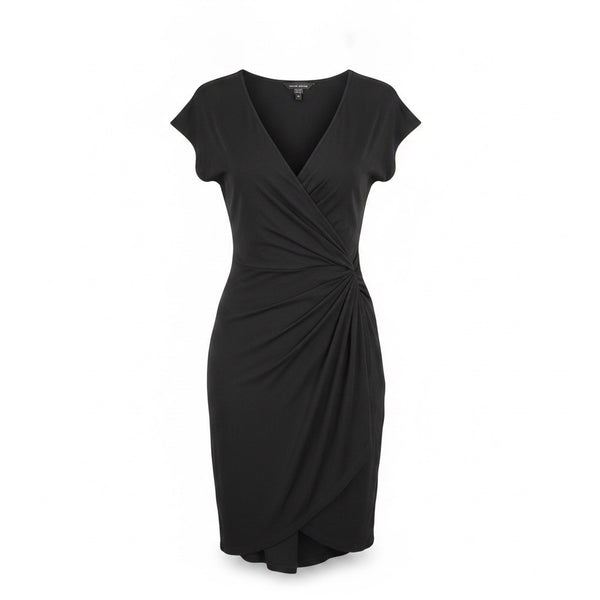Maggy London Womens Black Wrap Dress Elegant Ruched V-Neckline Size 12