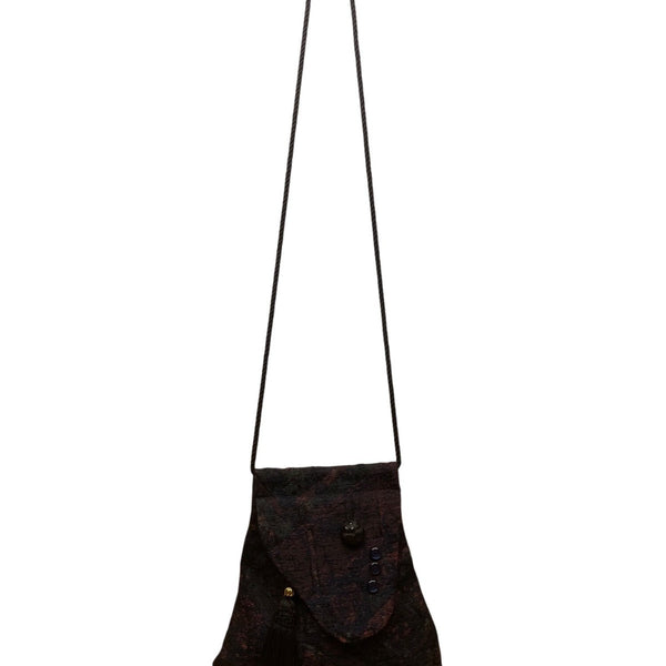 Helens Daughters Women’s Blue Tapestry Tassel & Button Accents Crossbody Bag