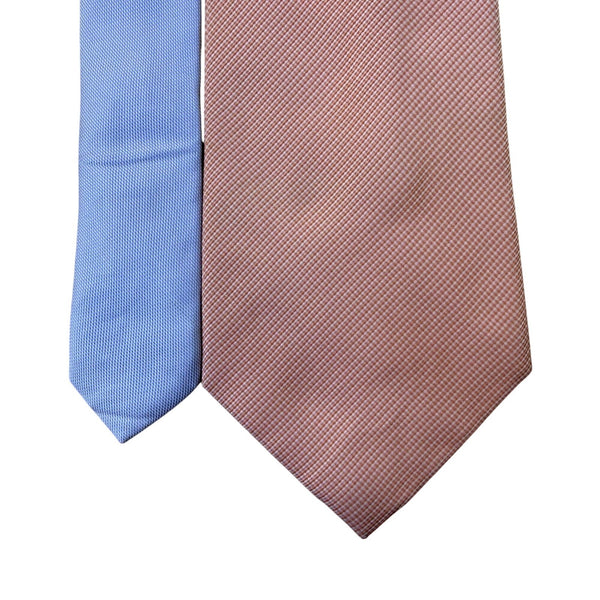 Tommy Hilfiger Mens Peach & Blue Silk Houndstooth Reversible Tie Classic Style