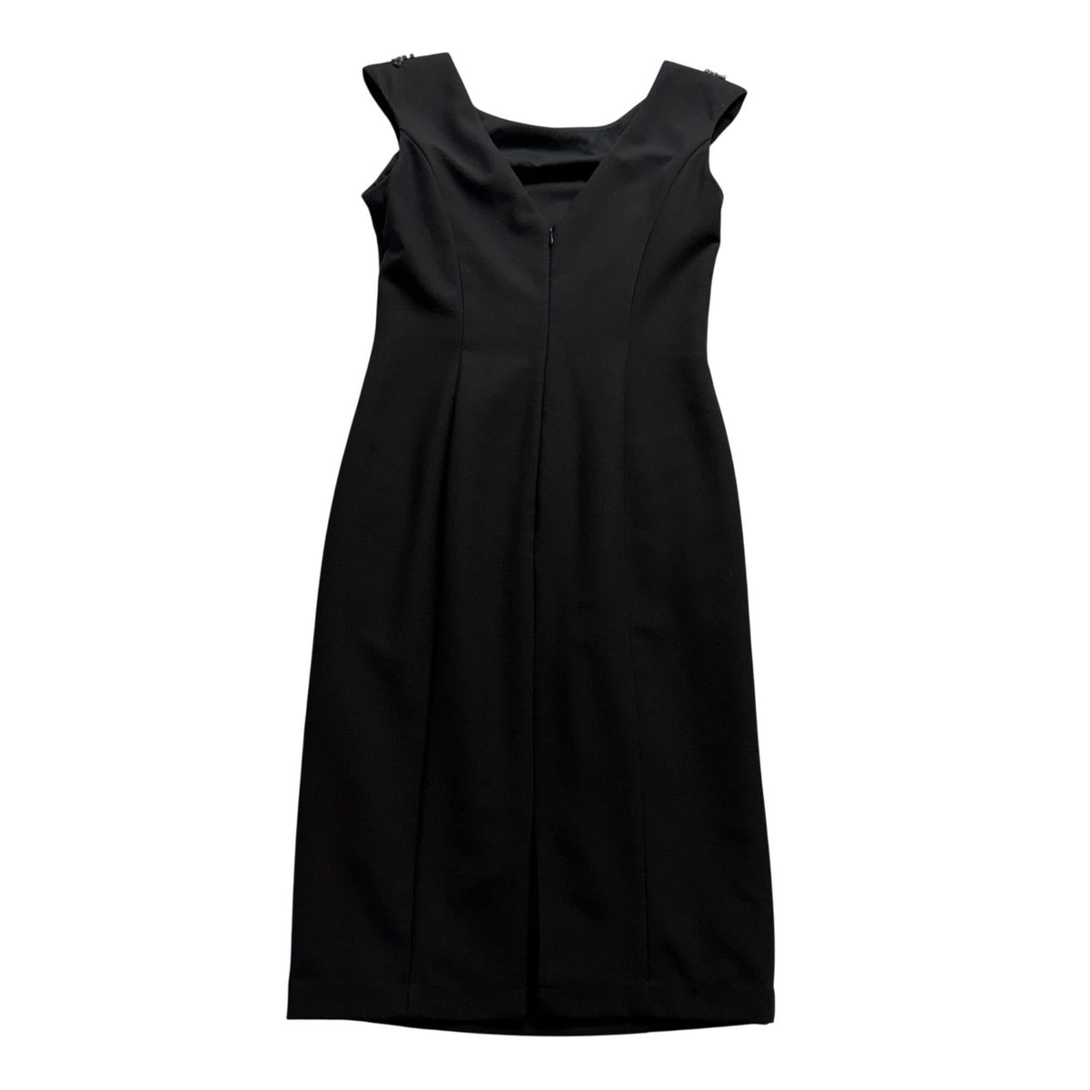 Vince Camuto Women's Black Sleeveless Dress Jeweled Shoulders Back Zipper Size 4