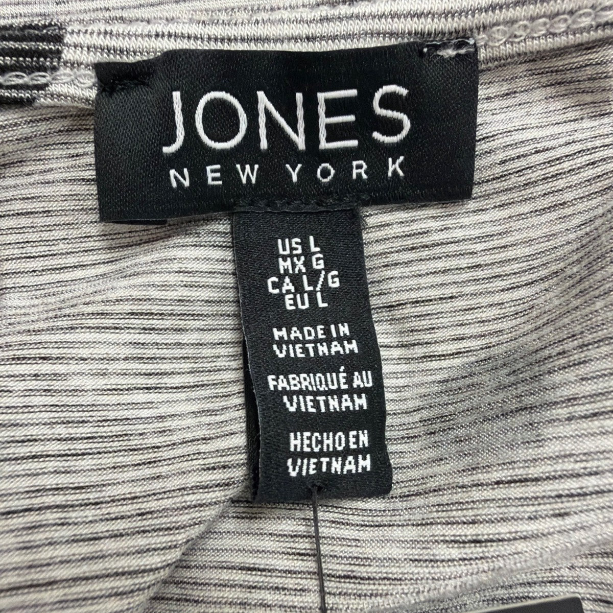 Jones New York Women’s Gray Polka Dot Short Sleeve Top Size L