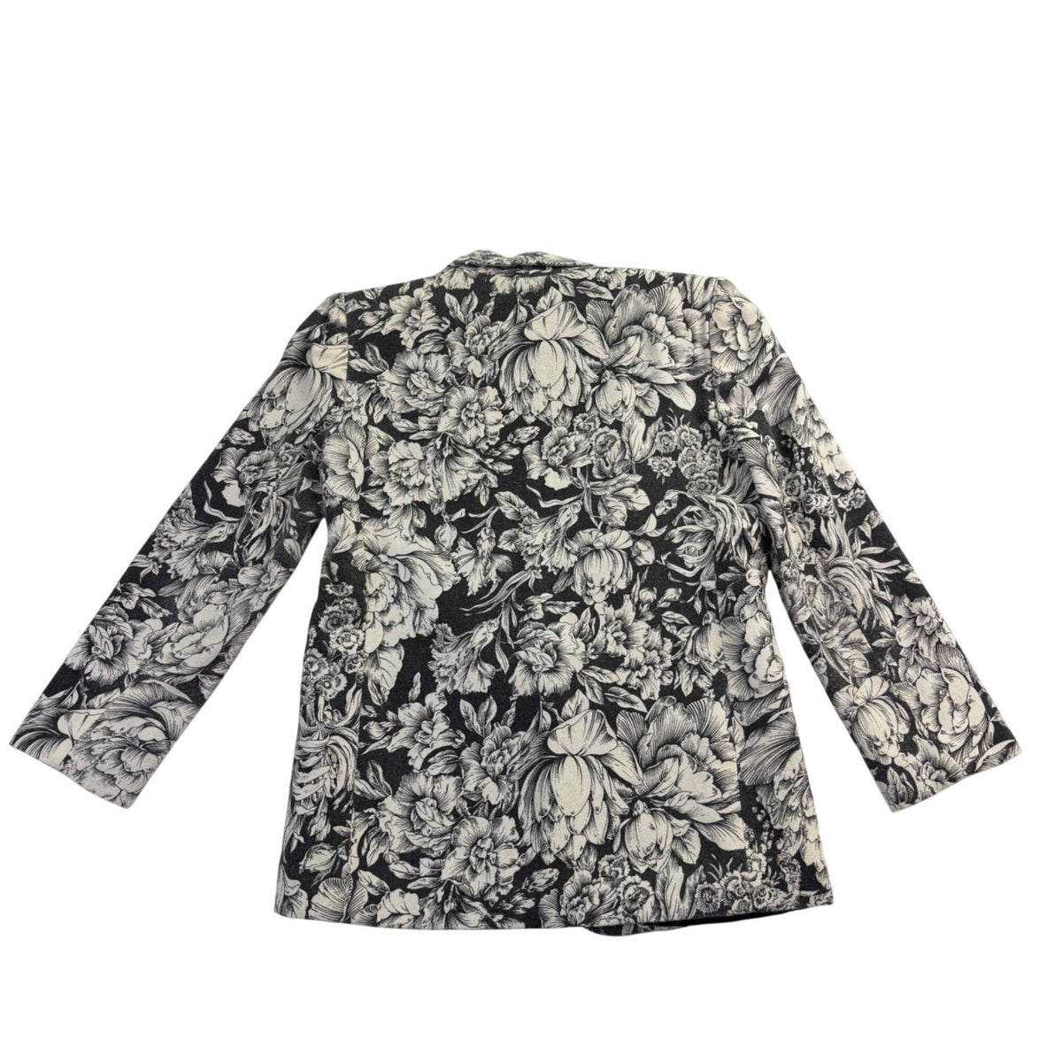 Norton McNaughton Womens Black/White Wool Blend Floral Print Blazer Jacket Sz 4