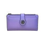 Travelambo Women’s Purple Faux Leather Patterned Button Design Clutch Wallet