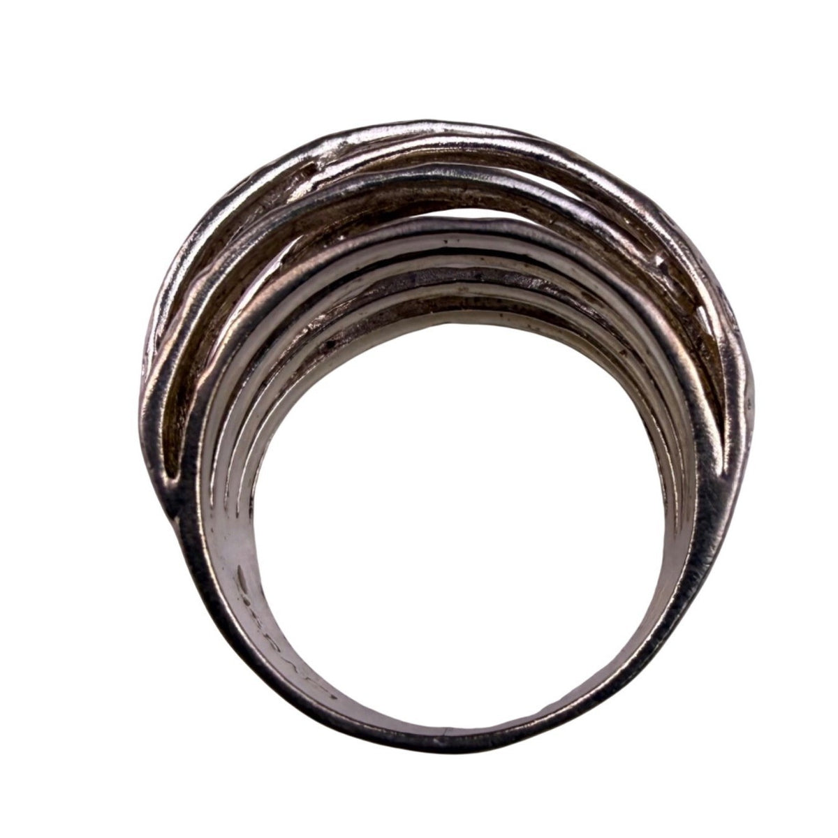 Sterling Silver 925 Multi-Band Statement Ring Textured Finish Sz 6 From Israel