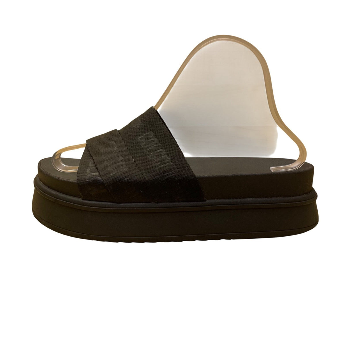 Colcci Womens Black Logo Strap Open Toe Slip-On Platform Sandals Size 7