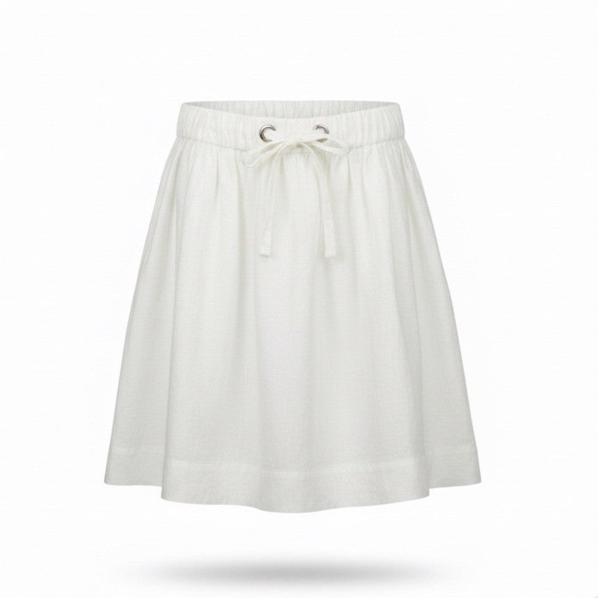 J.Crew Womens White Linen Skirt W/ Cotton Lining Drawstring Waist Size 2
