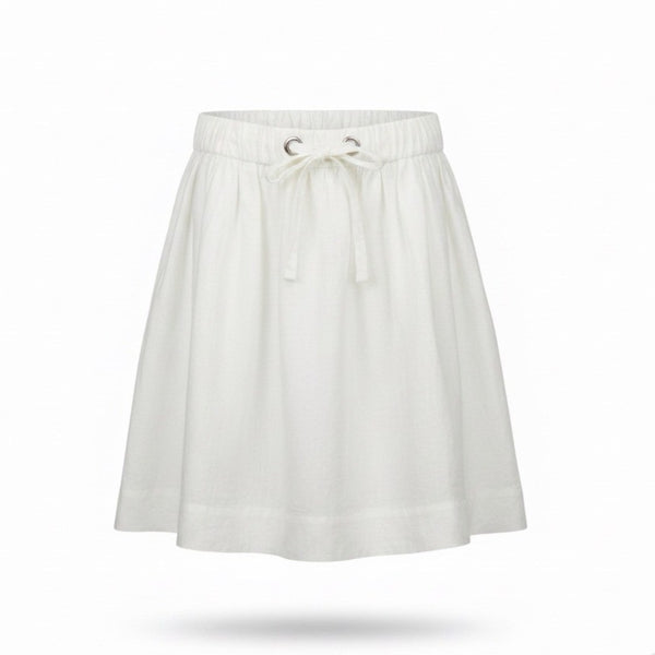 J.Crew Womens White Linen Skirt W/ Cotton Lining Drawstring Waist Size 2