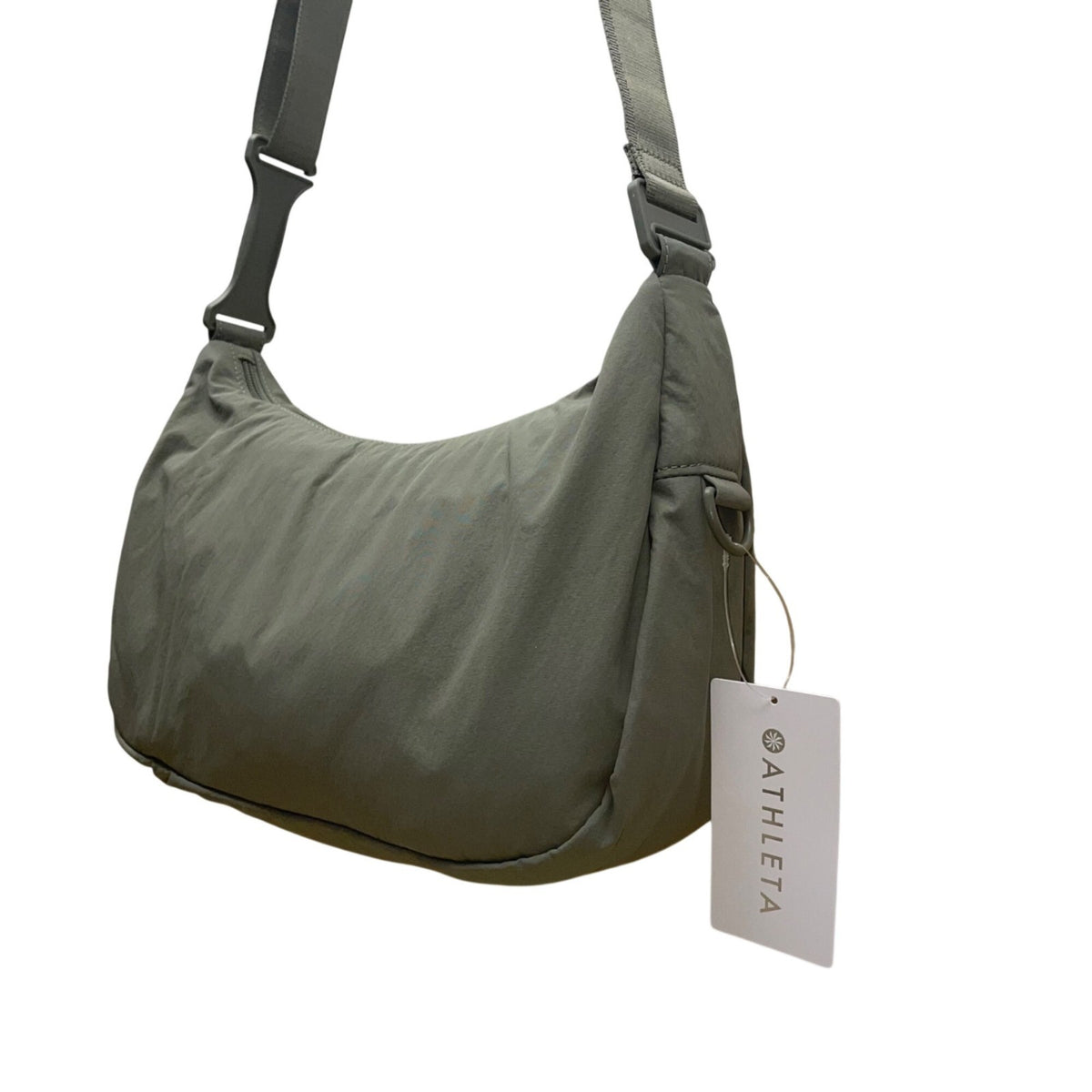 Athleta Women’s Green Nylon Adjustable Strap Anytime Crescent Crossbody Bag