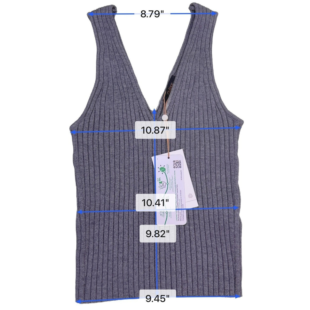 Quince Womens Gray Ribbed Lenzing EcoVero Sleeveless Tank Top Size S