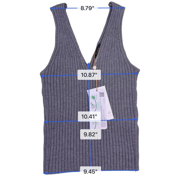 Quince Womens Gray Ribbed Lenzing EcoVero Sleeveless Tank Top Size S