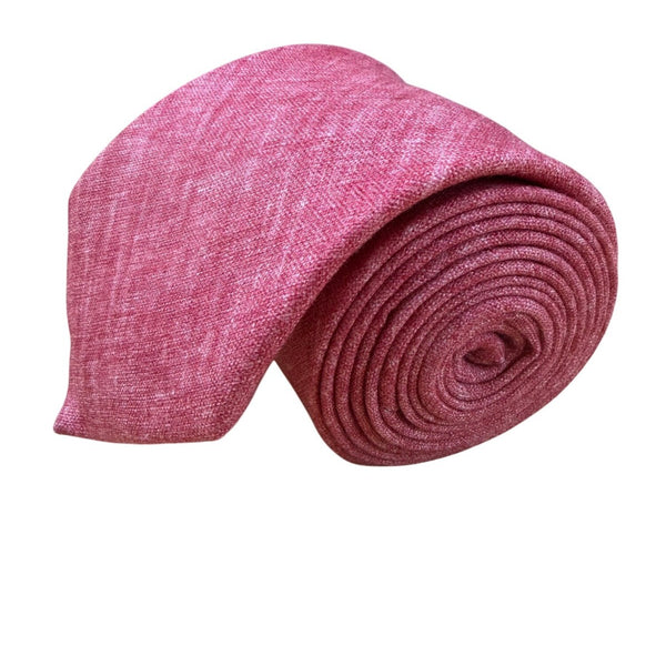 Tie Bar Mens Pink Linen Necktie Polished Slim Fit Modern Look Solid Design