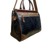 Samantha Brown Women’s Black & Brown Croc-Embossed Rolling Carry-On Luggage