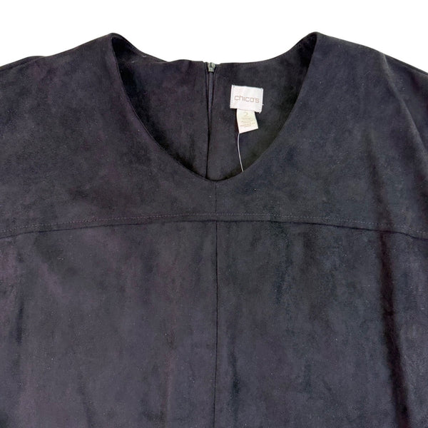 Chicos Womens Black Tassel-Trim Sleeveless Shift Dress Size 2