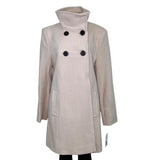Larry Levine Women's Beige Double-Breasted Turtleneck Coat Sz 12 - New
