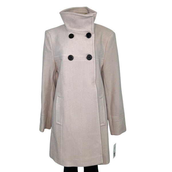 Larry Levine Women's Beige Double-Breasted Turtleneck Coat Sz 12 - New