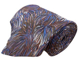 Christian D Mens Brown Blue Feather Print Silk Tie Italy Made USA