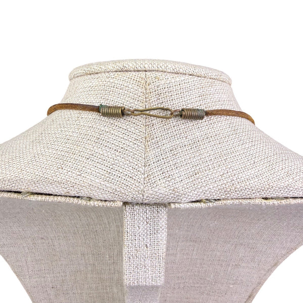 Vintage Floral Hand-Painted Ceramic & Metal Beaded Necklace Adjustable Length