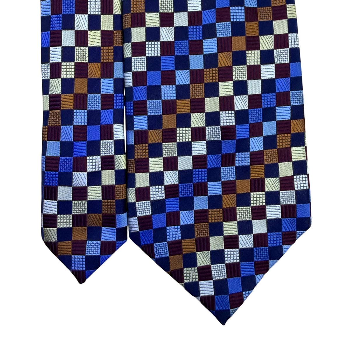 Jos A Bank Mens Multicolor 100% Silk Hand Sewn Checkerboard Pattern Necktie OS