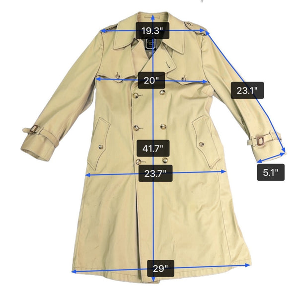 Vintage Christian D Mens Beige Trench Coat  Belted Classic Size 44R