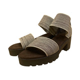 Women’s Black & Gray Lug Sole Stretchy Elastic Two Strap Sandals Size 7