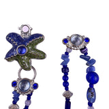 Chicos Womens Blue & Green Glass Nautical Double-Strand Necklace  Silver Tone