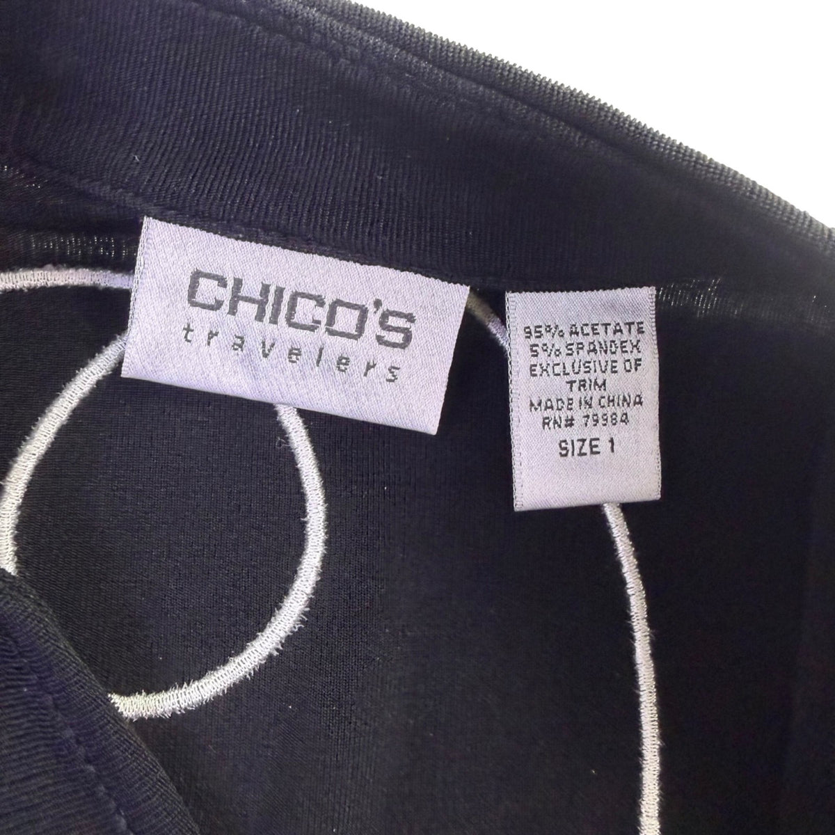 Chicos Womens Black Abstract Printed Blazer Jacket Button-Up Size 1 