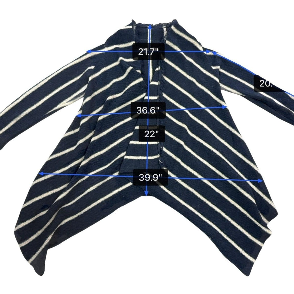 Zara Womens Navy Striped Open Front Cardigan Sweater Sz M