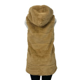 Women's Sand Brown Faux Fur Vest Qiye Size M, hook and eye clousure
