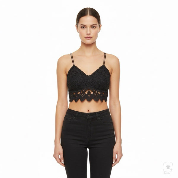 Anthropologie Womens Black Lace Crochet Bralette Top Size M